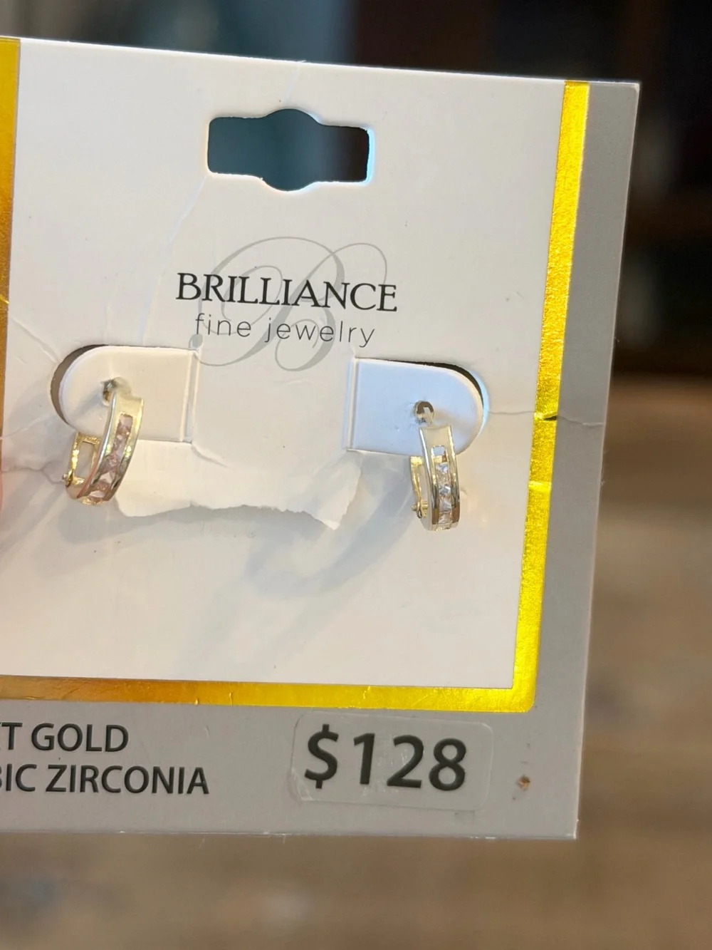 NWOT Brilliance Fine Jewelry 10KT Gold Cubic Zirconia Hoop Earrings - Gold - Picture 4 of 11